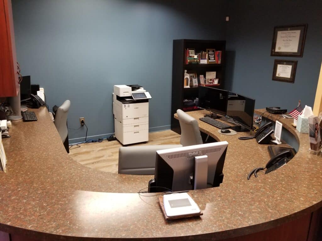 Reception desk at Twin Mountain Dentistry, PA